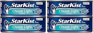 StarKist Pantry Storage Pack, Chunk Light Tuna in Water (5oz Cans, 4-count) | 20g Protein Per Serving, Wild Caught, Gluten Free, Soy Free, Perfect for Salads, Sandwiches