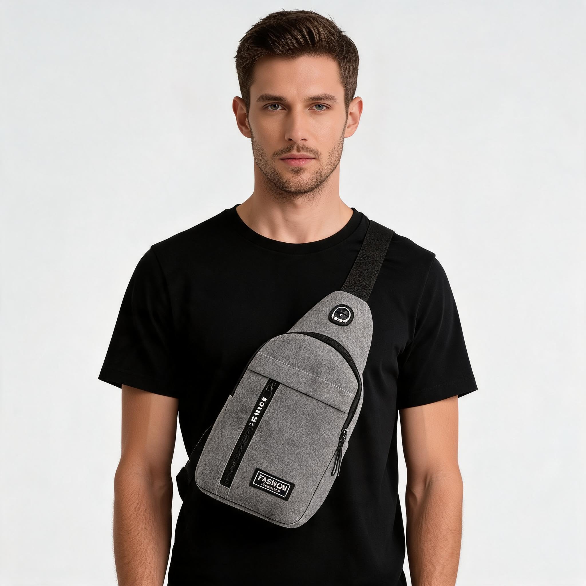 Crossbody Sling Bag for Men and Women Chest Bag with Adjustable Straps and Dual 