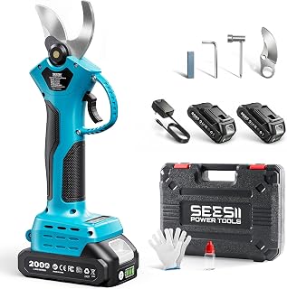 SEESII Electric Pruning Shears, 1.4" Cutting Cordless Pruner for Gardening | 2×2000mAh Batteries, Brushless Motor, Extra SK5 Blade, 2 Modes, Battery Powered Branch Cutter for Garden Tree Trimming
