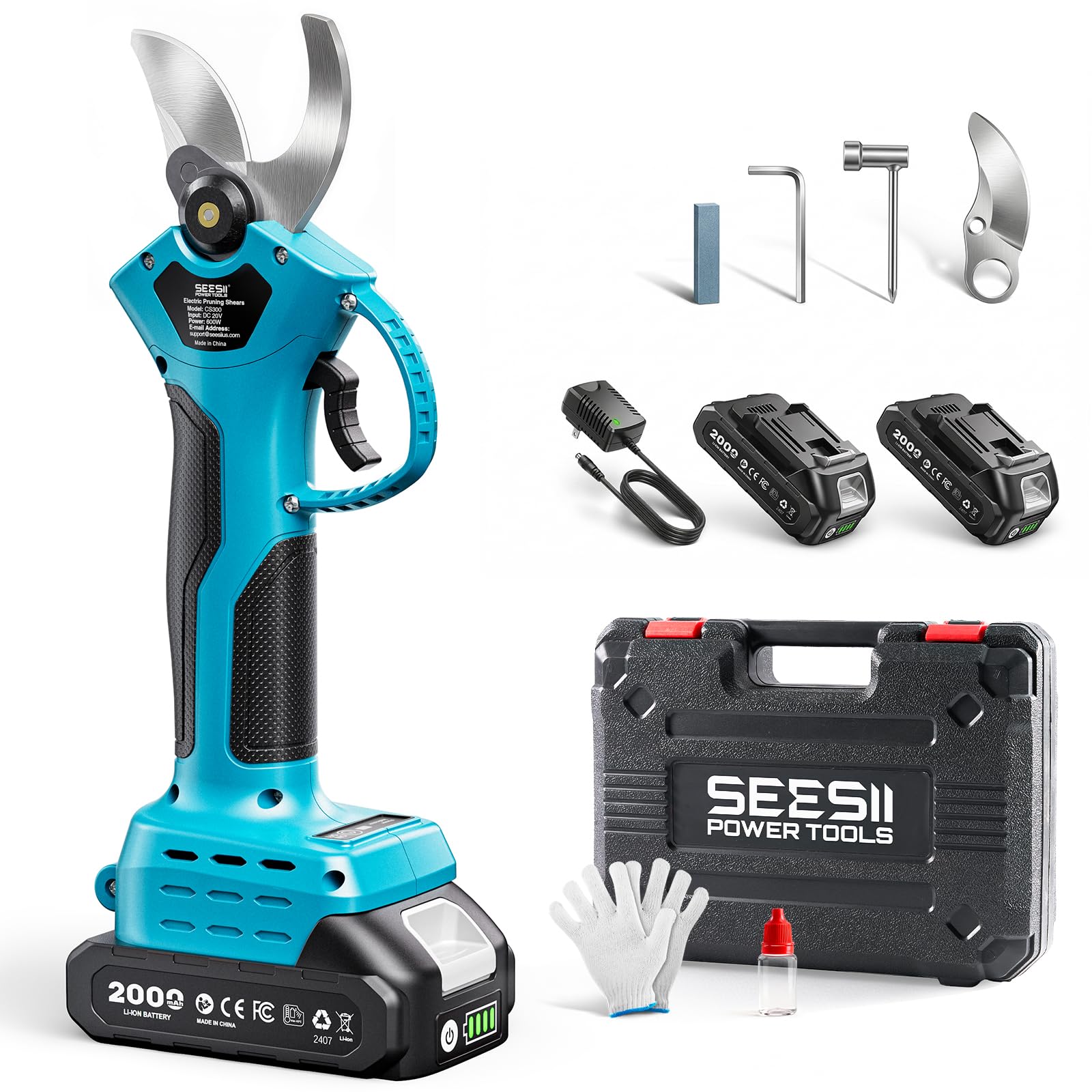 SEESII Electric Pruning Shears, 1.4" Cutting Cordless Pruner for Gardening | 2×