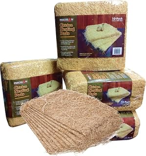 PRECISION PET Chicken Nesting Pads by Petmate, 13"x13", 10-Pack, Beige | Made in USA, fits most standard coop boxes, soft comfortable bedding for hens, easy replacement liner helps keep eggs clean