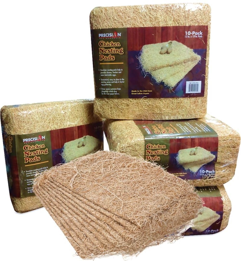 PRECISION PET Chicken Nesting Pads by Petmate, 13"x13", 10-Pack, Beige | Made in