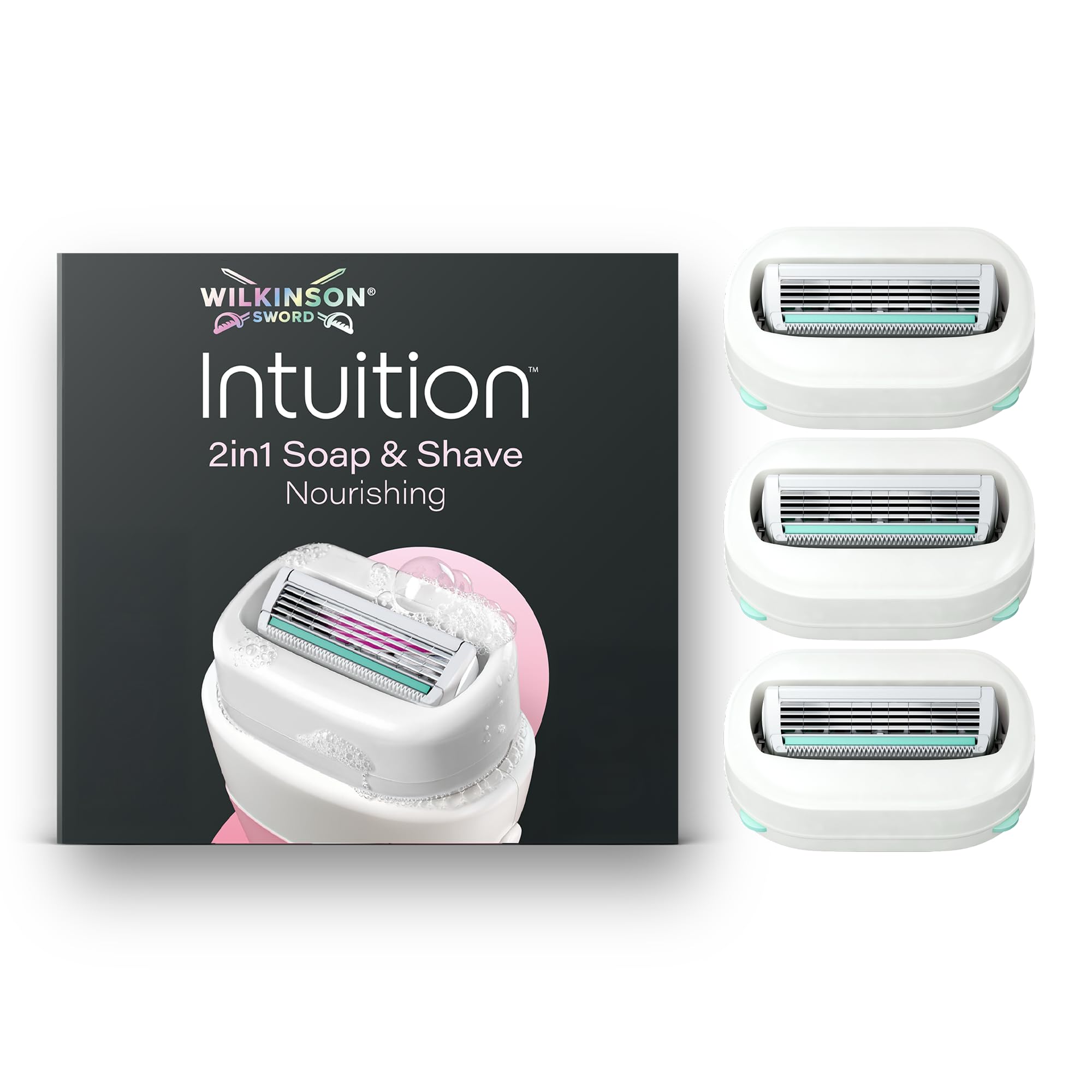 Wilkinson Sword Intuition Soap & Shave Nourishing Women's Razor, 3 Refills | 2in