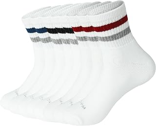 WANDER Men's Athletic Ankle Socks 3/8 Pairs Thick Cushion Running Socks for Men&Women Cotton Socks 6-9/9-12/12-15