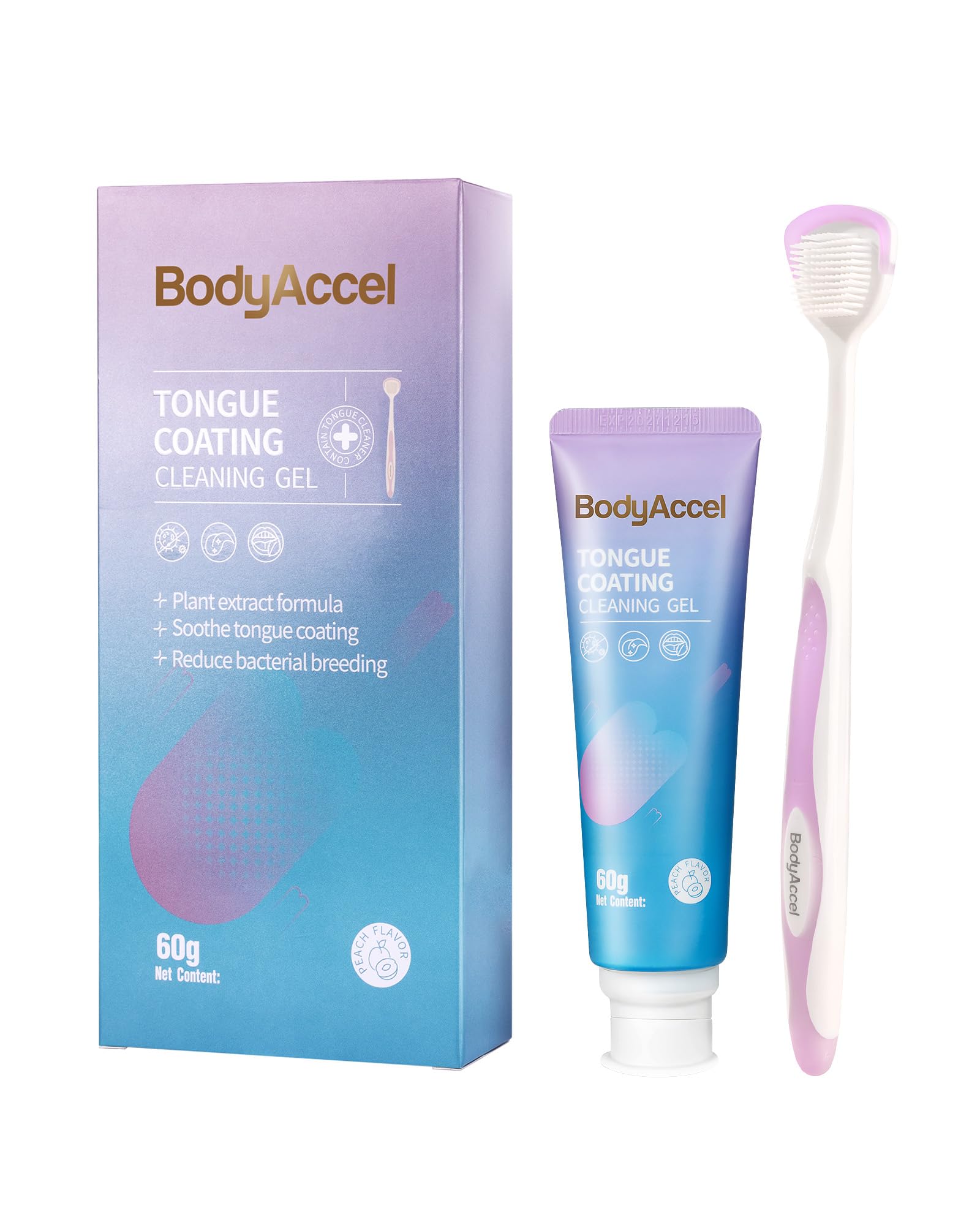 BodyAccel Tongue Cleaner Gel with Tongue Brush – Fresh Breath Oral Care Kit – To