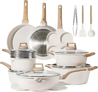 CAROTE 21pcs Pots and Pans Set, Nonstick Cookware Sets, with Egg Pan | Induction Kitchen Cooking Set, Durable, Easy Food Release, Fast & Even Heating, with Frying Pan