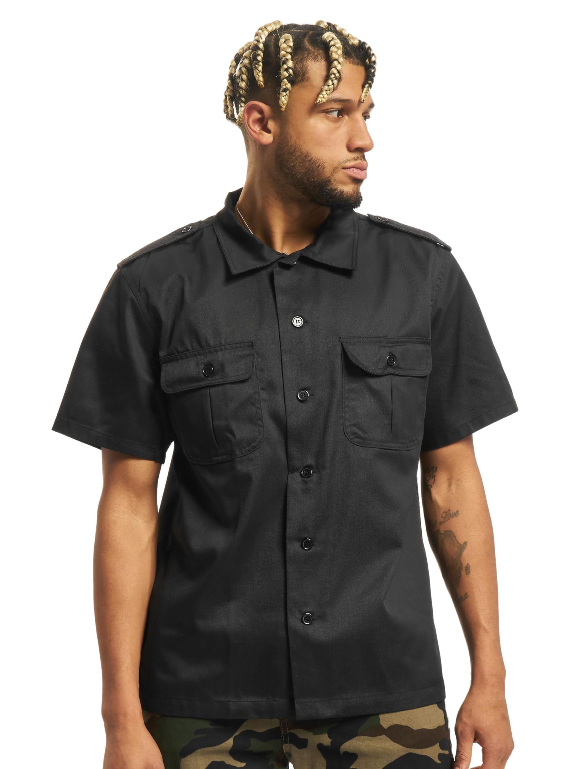 Brandit Individual Wear Men's Worker Durable Straight-Cut Button Down Short Slee