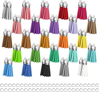 Youbay Key Chain Tassel Charm Jewelry Making 25 Colors | Leather Tassel Keychain Charm for DIY Jewelry Making Craft Silver Key Chain Bracelet Supply Ornament Resin Acrylic Blank Bulk