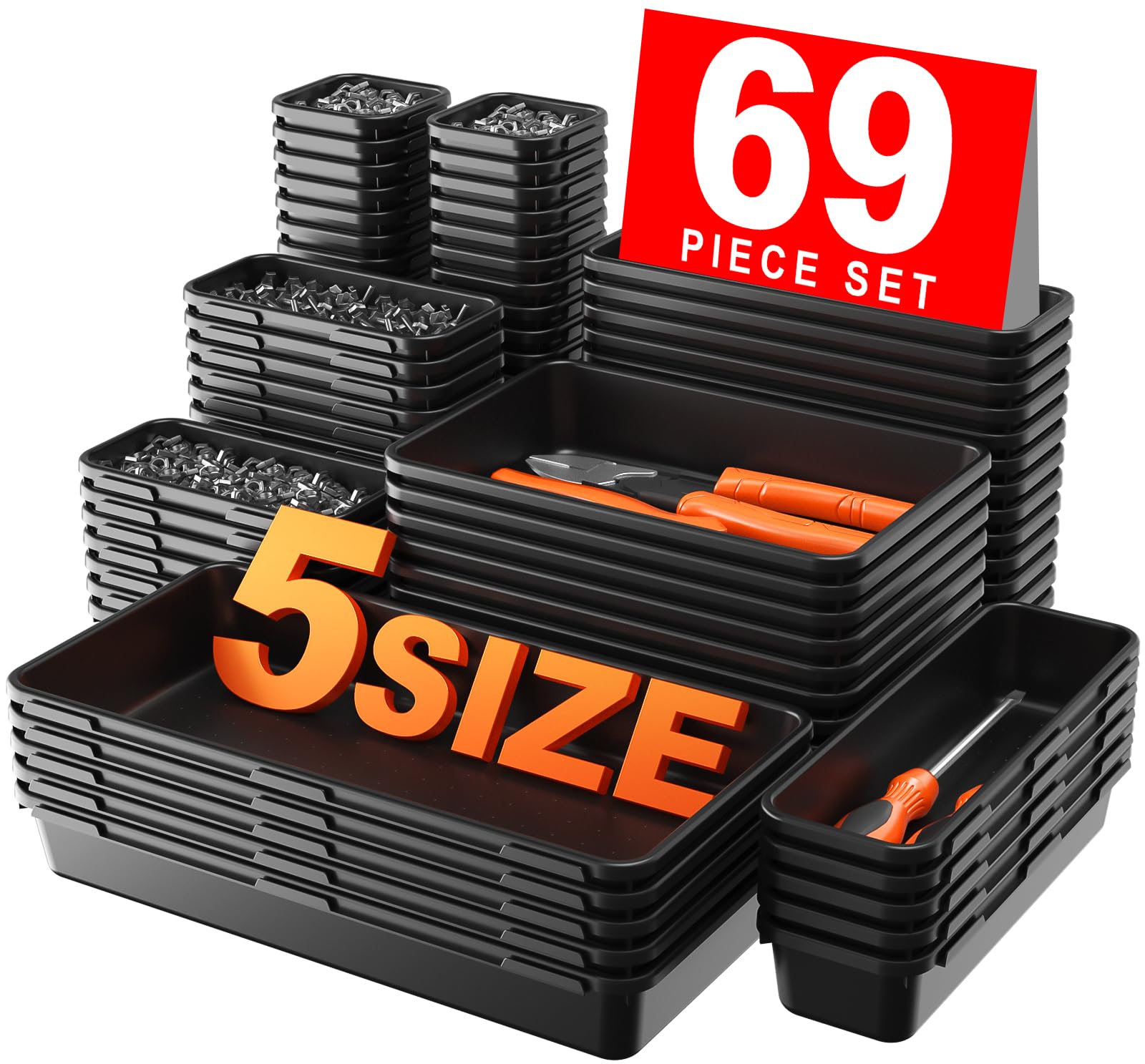 A-LuGei 【𝗠𝗶𝗹𝗶𝘁𝗮𝗿𝘆 Grade】 Tool Box Organizer Garage Organization | 【𝟲𝟵𝗣cs-𝟱SIZE】 