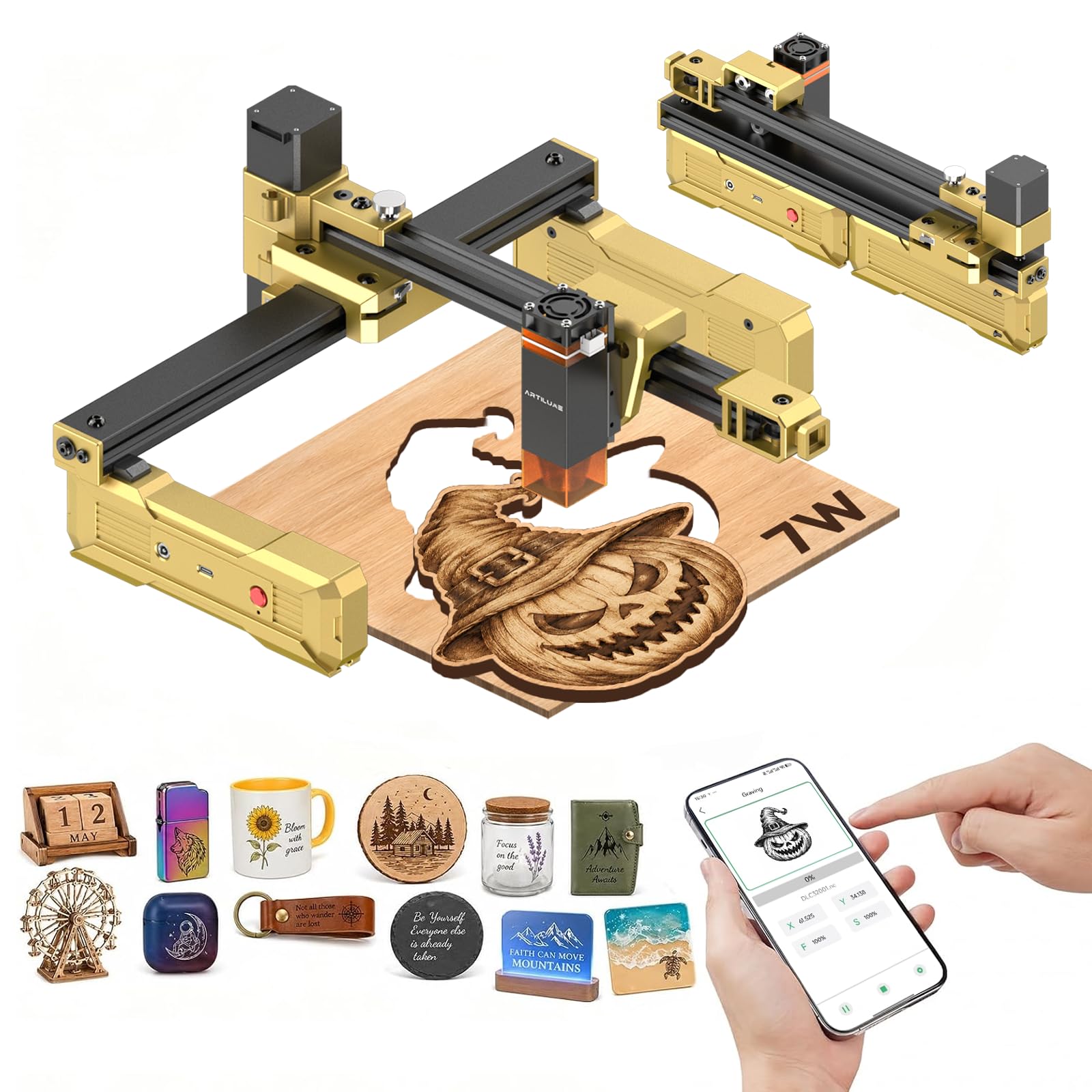 Artilume T1 Foldable Laser Engraver 7000mW Laser Engraving Machine | Portable La