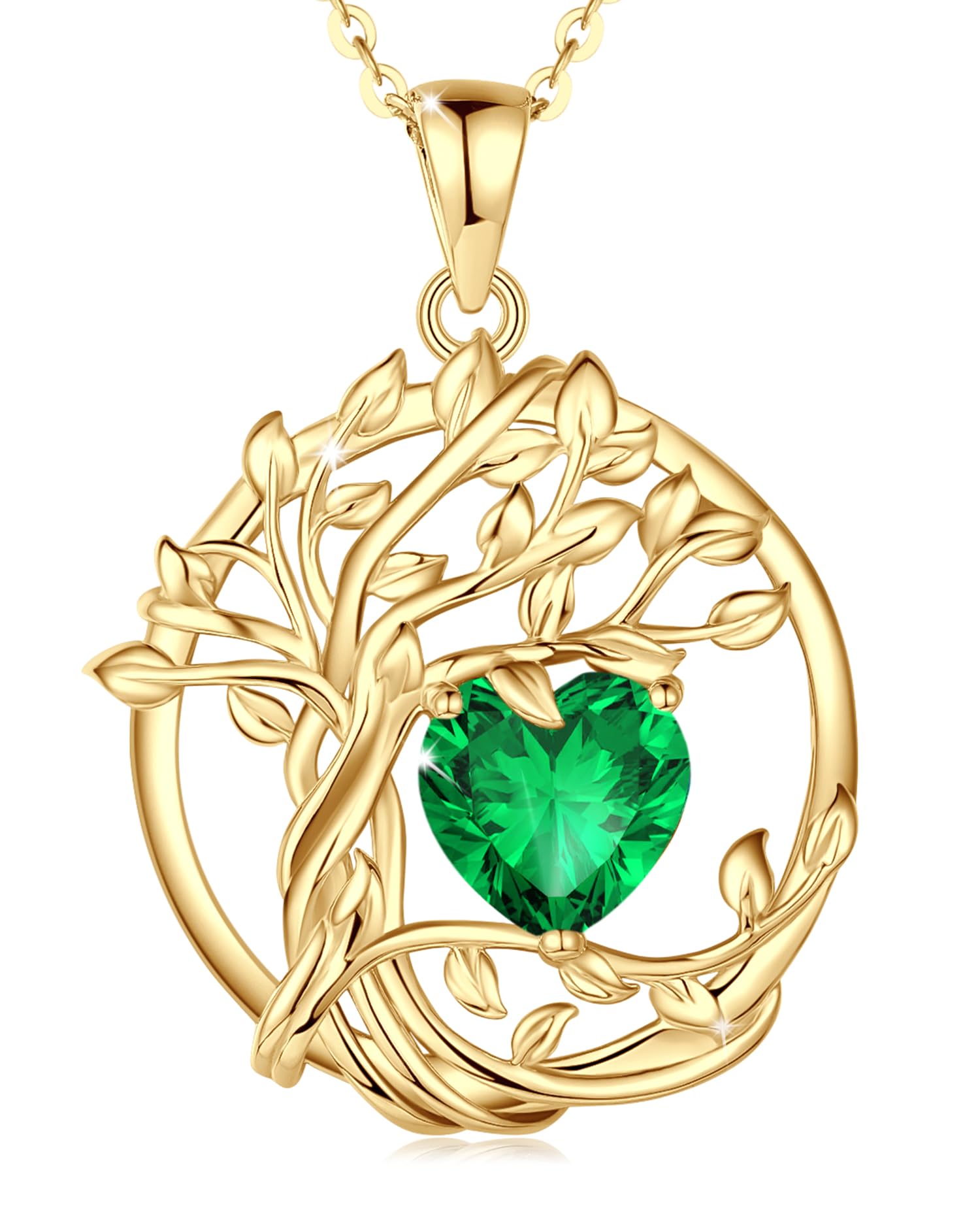 FANCIME Tree of life Birthstone necklace Sterling Silver Jewelry for Women