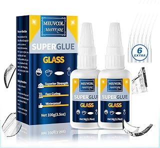 Super Glue for Glass, 100g Crystal Clear Instant Adhesive for Glassware, Ornaments, Jewelry & Crafts, Fast Drying Professional Glass Bond