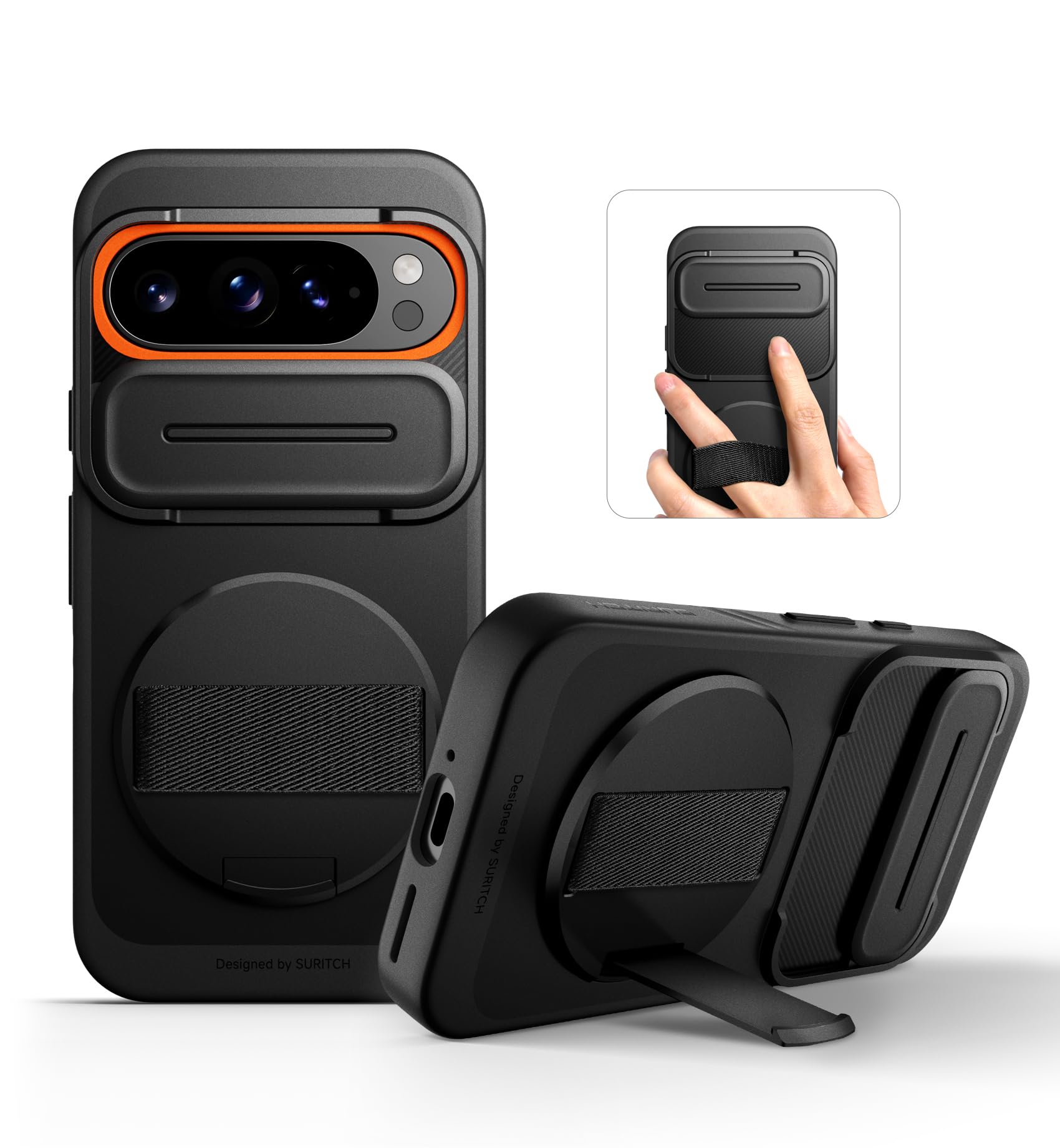 SURITCH Compatible with Google Pixel 9 Pro XL Case with 360° Rotatable Hand Stra