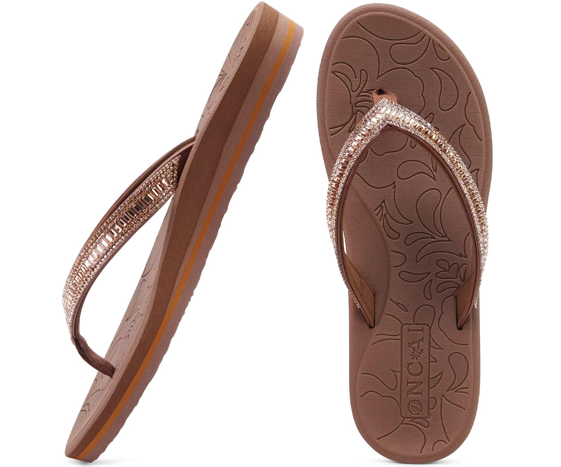 ONCAI Damen Zehentrenner Flip Flops mit Glitter Indoor/Outdoor Sommer Schwimmbad
