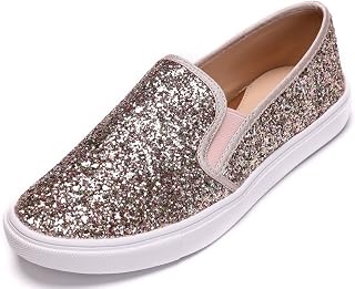 Feversole Women's Fashion Glitter Slip-on Sneaker, Slip on Fashion Sneakers for Women