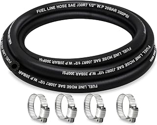 Fuel Line Hose 1/2 Inch ID, 300 psi 5FT Fuel Hose, with 4 Clamps