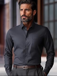 Men’s Slim Fit Long Sleeve Shirt Button Down Business Casual Office Wear