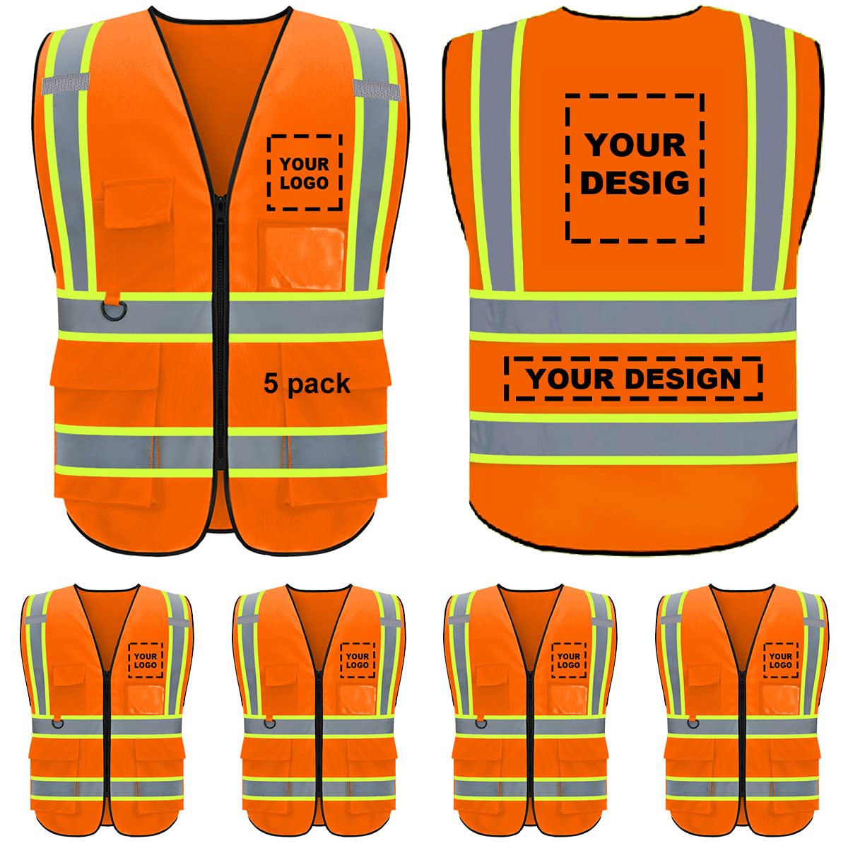 BeautyWill Custom Safety Vest Logo Class 2 High Visibility Reflevtive Vest Outdo