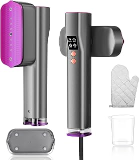 100-240V Dual Voltage Travel Steamer - 1200W Portable Steamer for Clothes with LCD Display, Hand Held Steamer Iron with Ironing Glove for Global & Europe Travel, Home, Dorm Essential, Silver-gray
