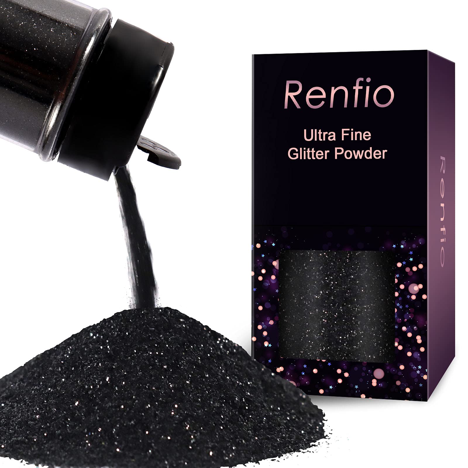 Renfio Ultra Fine Metallic Resin Glitter Powder 2.11 Oz (60g) | PET Flakes Craft