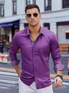 Mens Slim Fit Long Sleeve Casual Shirt