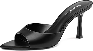 Heel Mules for Women Pointed Open Toe High Heel Sandals