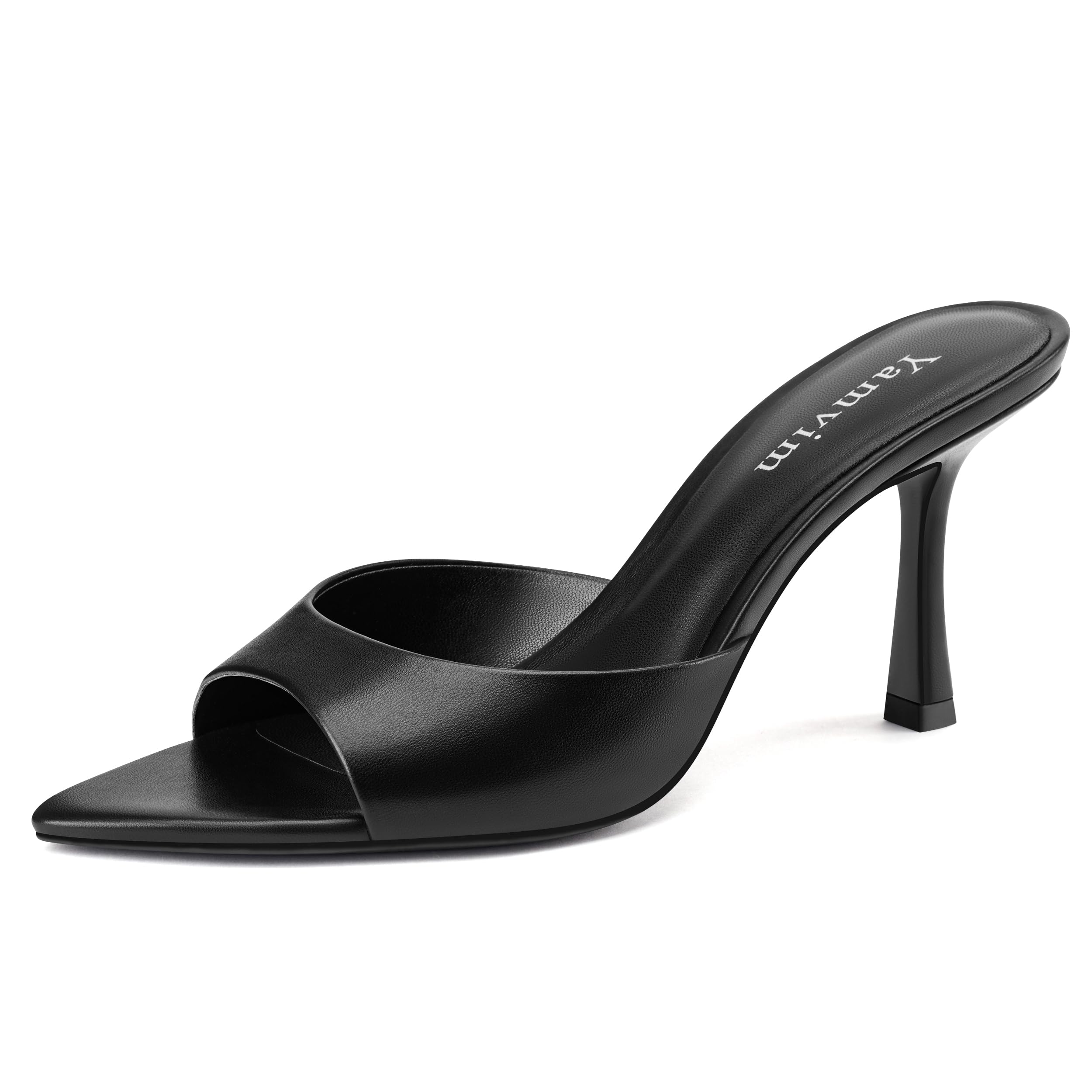 Heel Mules for Women Pointed Open Toe High Heel Sandals