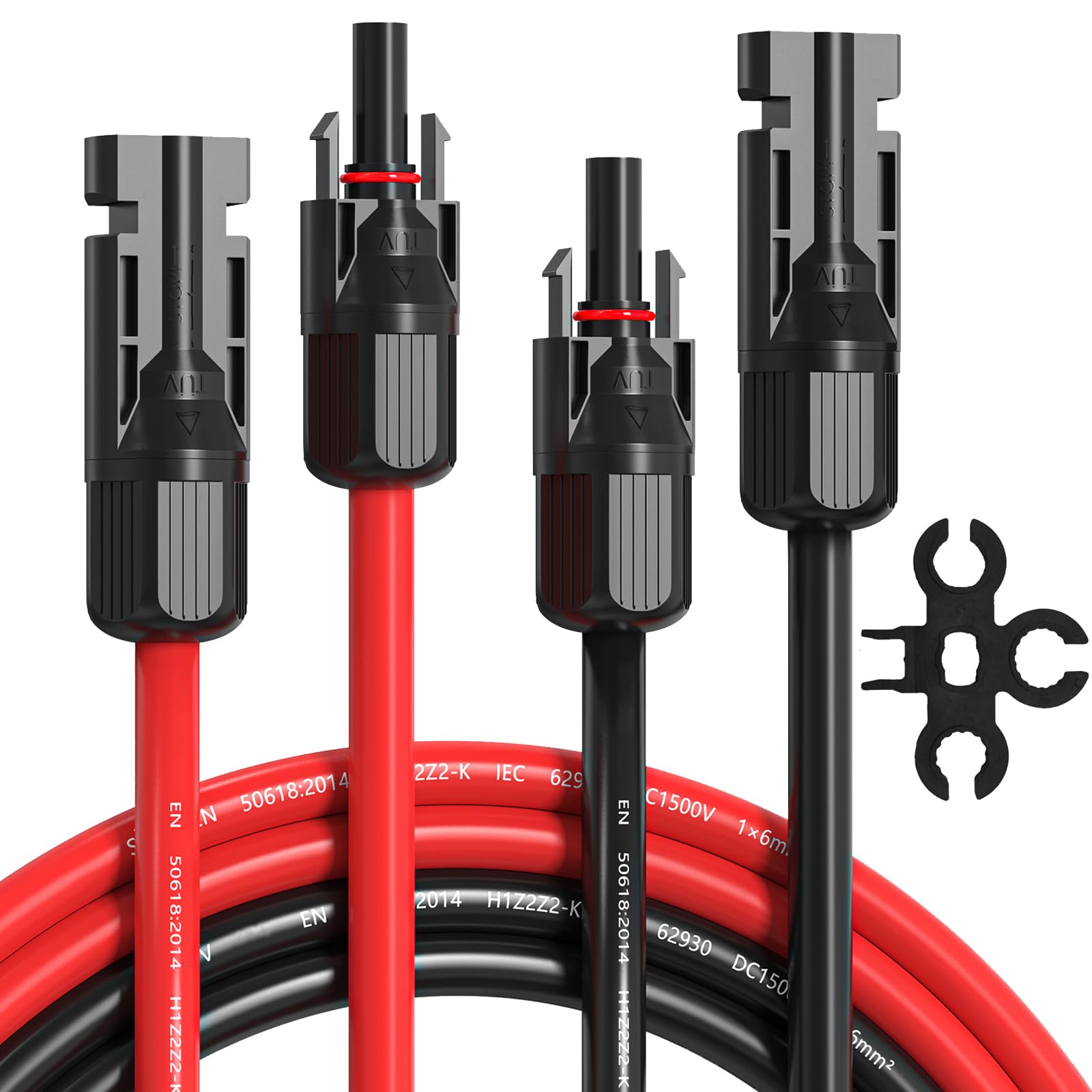 Solar Extension Cable 50 Feet 10 AWG, 10 Gauge Solar Panel Cables Wire with Fema