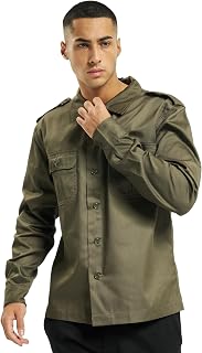 Brandit Individual WEAR Men's Rugged Cotton Breathable Casual Button Down Long Sleeve Shirt with Raw Edges & Shoulder Boards
