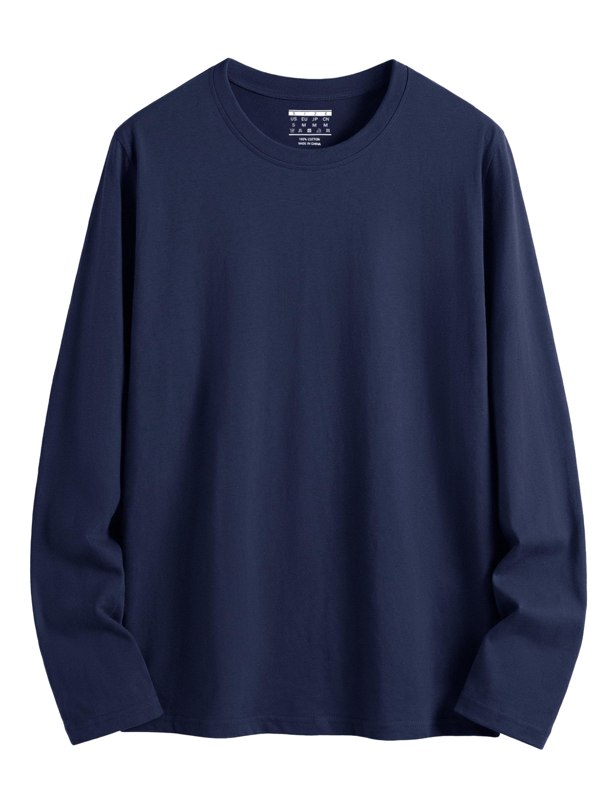 KEFITEVD Men's Long Sleeve T-Shirt, Lightweight, Tee, Large Size, Long, Solid, S