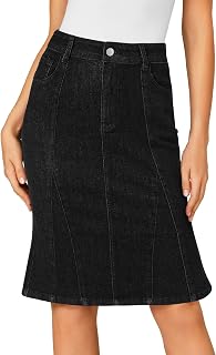 LYANER Women's High Waisted Denim Skirt