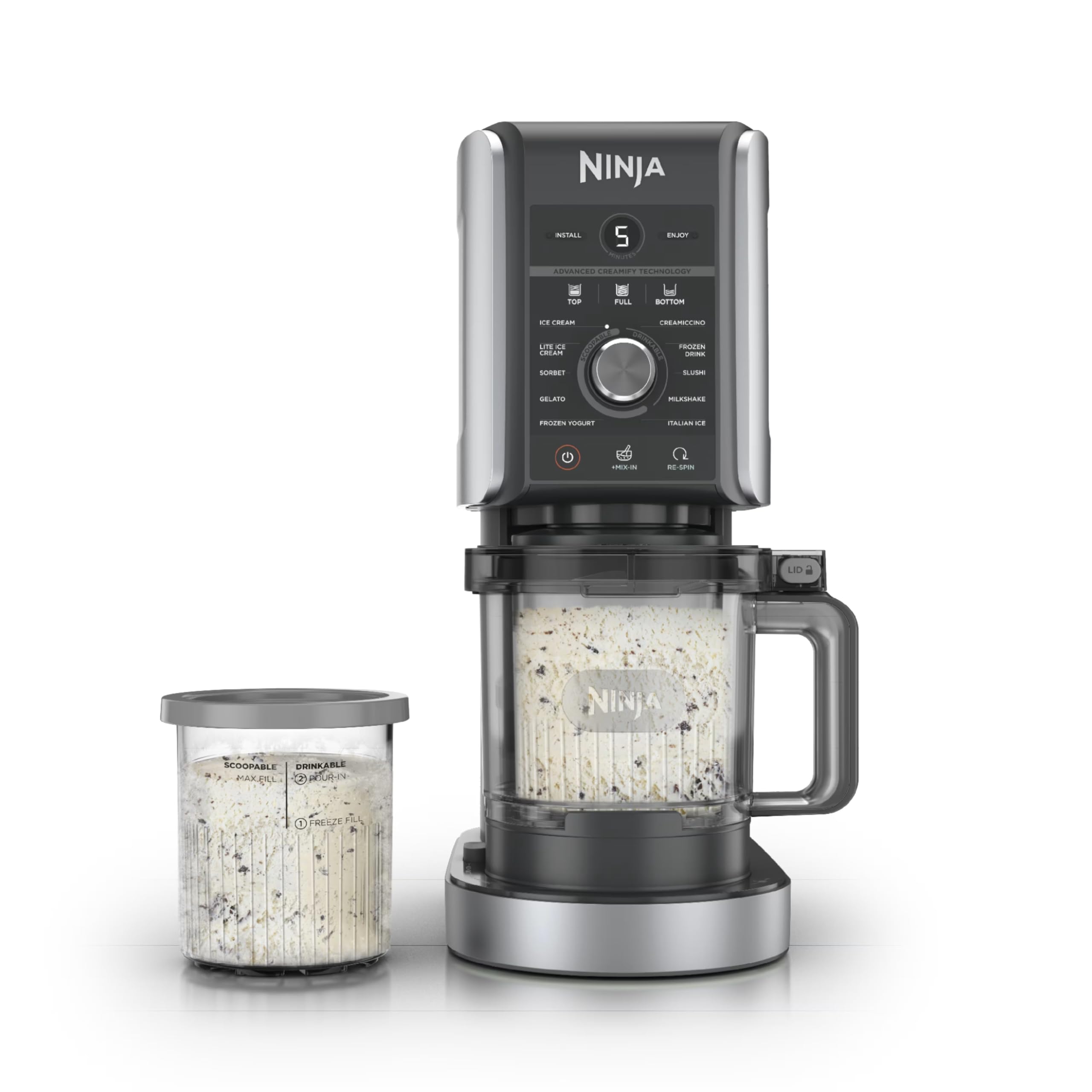 Ninja NC501 CREAMi Deluxe 11-in-1 Ice Cream & Frozen Treat Maker with 2 XL Famil