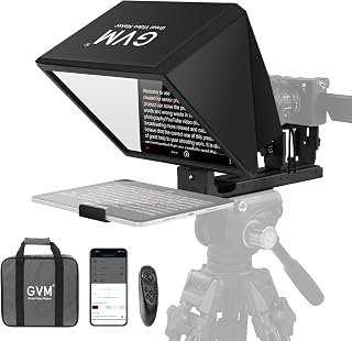 GVM 12" Teleprompter for iPad Tablet Phone DSLR Camera, Collapsible Teleprompter Kit with Installation Free Design, HD Refective Display, APP Remote Control, Carry Case, for Video Recording
