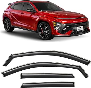 Voron Glass in-Channel Extra Durable Rain Guards for Hyundai Kona 2024-2026, Window Deflectors, Vent Window Visors, 4 Pieces - 200724