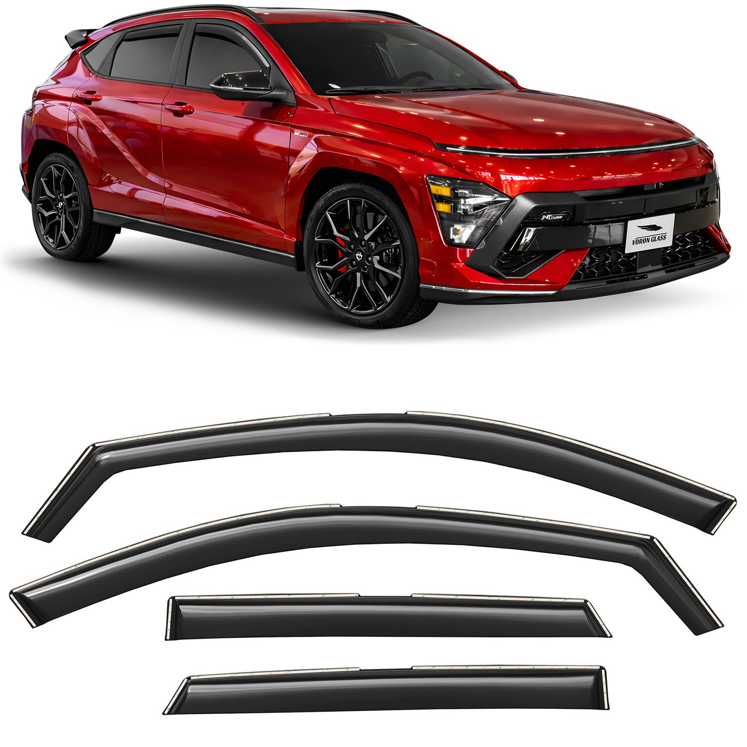 Voron Glass in-Channel Extra Durable Rain Guards for Hyundai Kona 2024-2026, Win