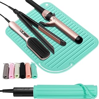 2 Pack Heat Resistant Mat Large Silicone Hot Hair Tools Holder for Curling Irons Flat Iron Hair Styling Tools Mat Portable Vanity Pad