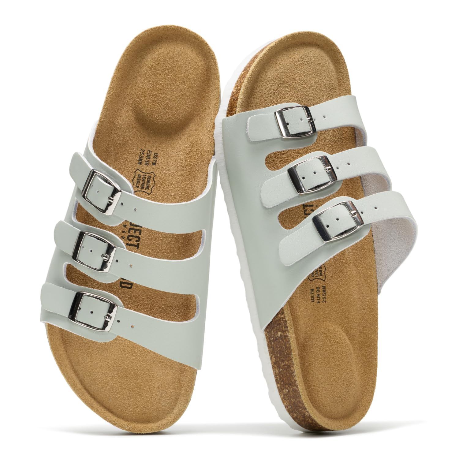 Project Cloud Womens 2025 Genuine Leather Summer Sandals Memory Foam Cork Sole B