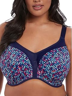 Elomi Women's Energise Underwire Racerback Version Sports Bra Opaque, Navy Geo, 105F