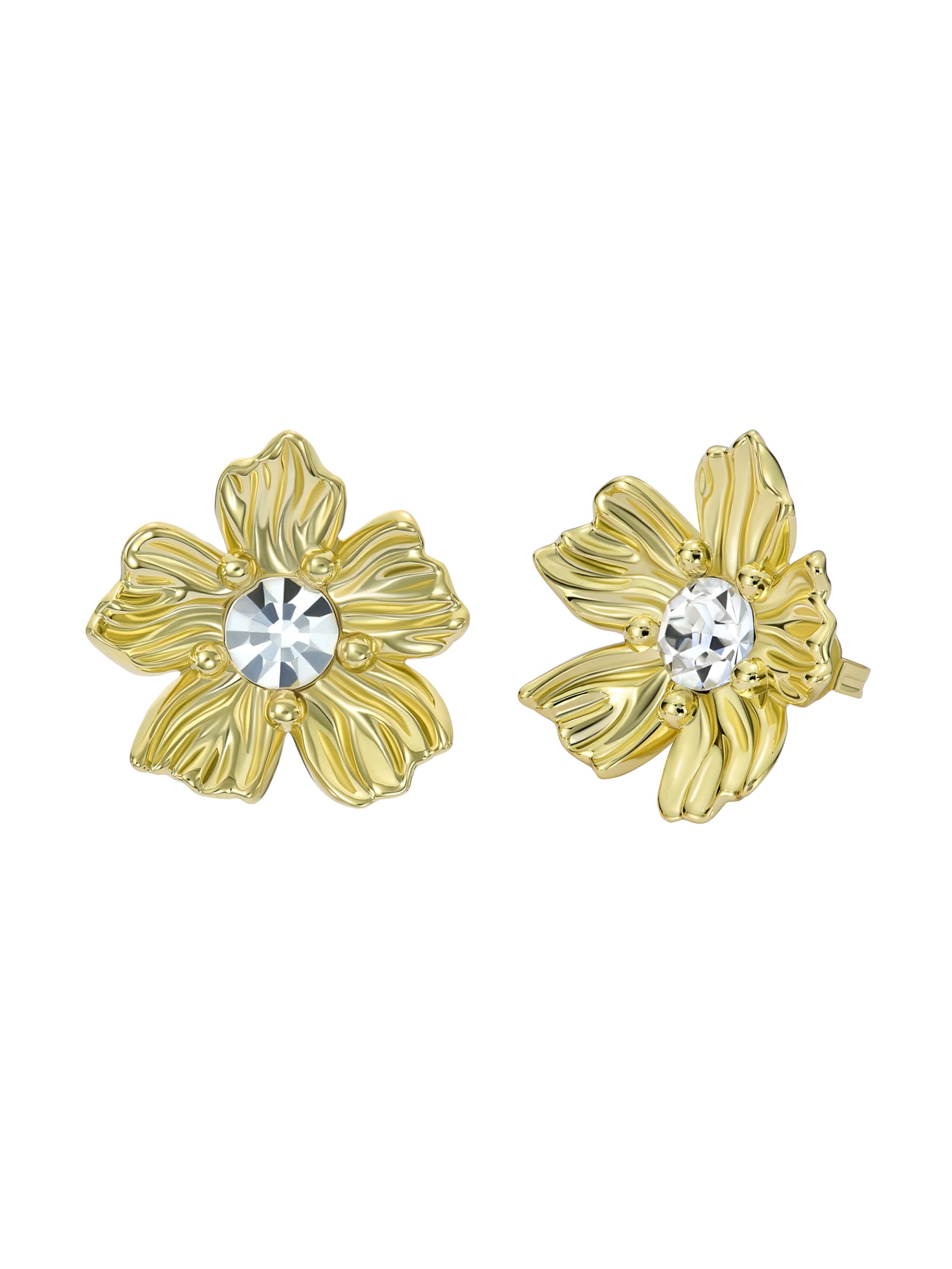 Ted Baker London Petulia Flower Statement Crystal Stud Earrings for Women (Gold/