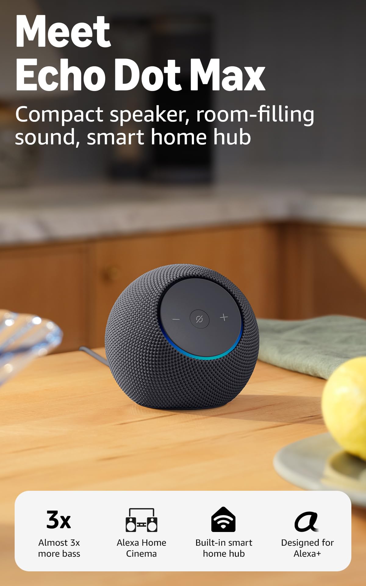 Amazon Echo Dot Max (newest gen), Bluetooth speaker with room-filling sound and 