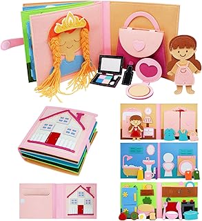 Montessori Busy Book, Pretend Play Felt Busy Board for Kids Age 2-4 | Montessori toys, Toddler travel toys, Kids travel essentials, Screen-free activities, Quiet play, Girls Gift
