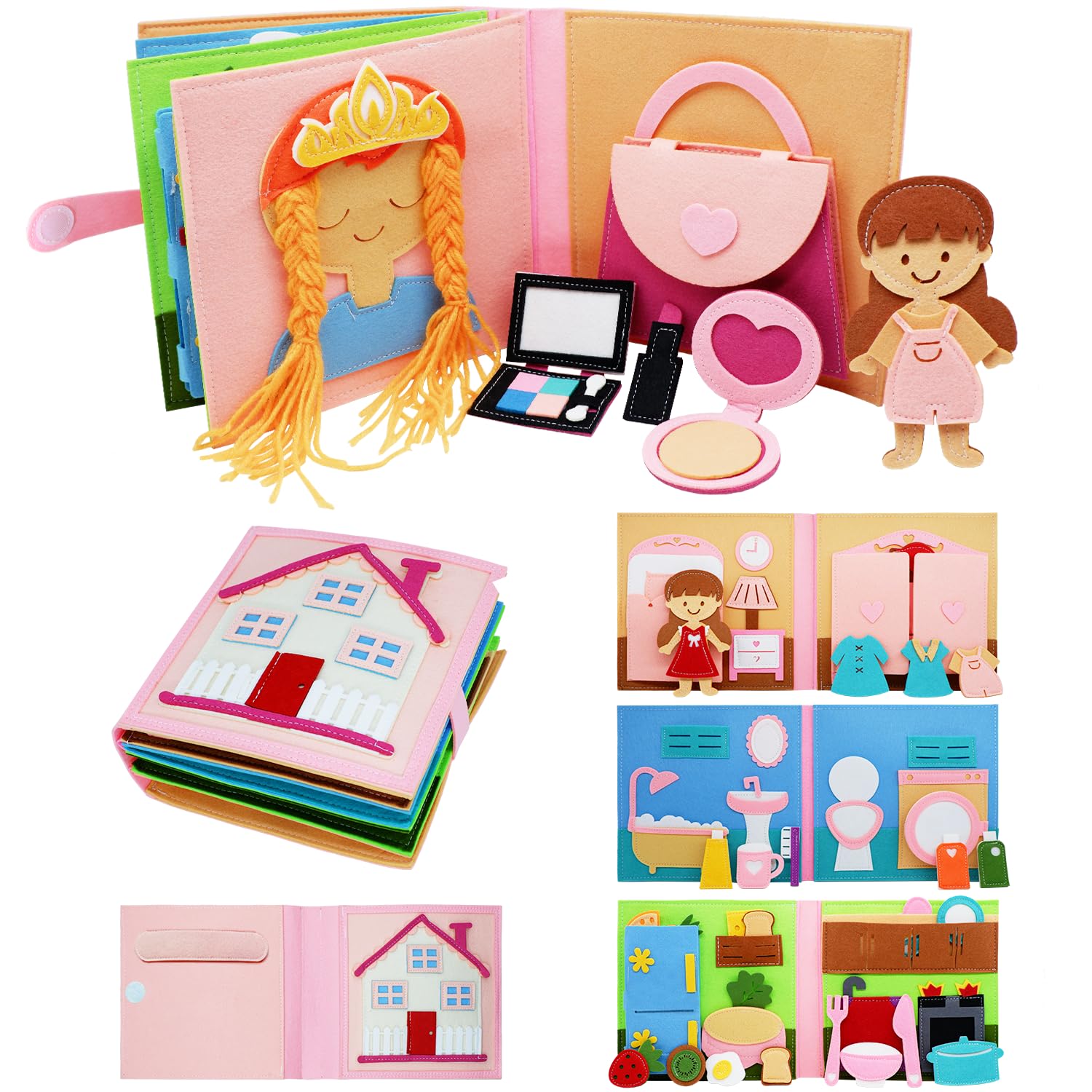 Montessori Busy Book, Pretend Play Felt Busy Board for Kids Age 2-4 | Montessori