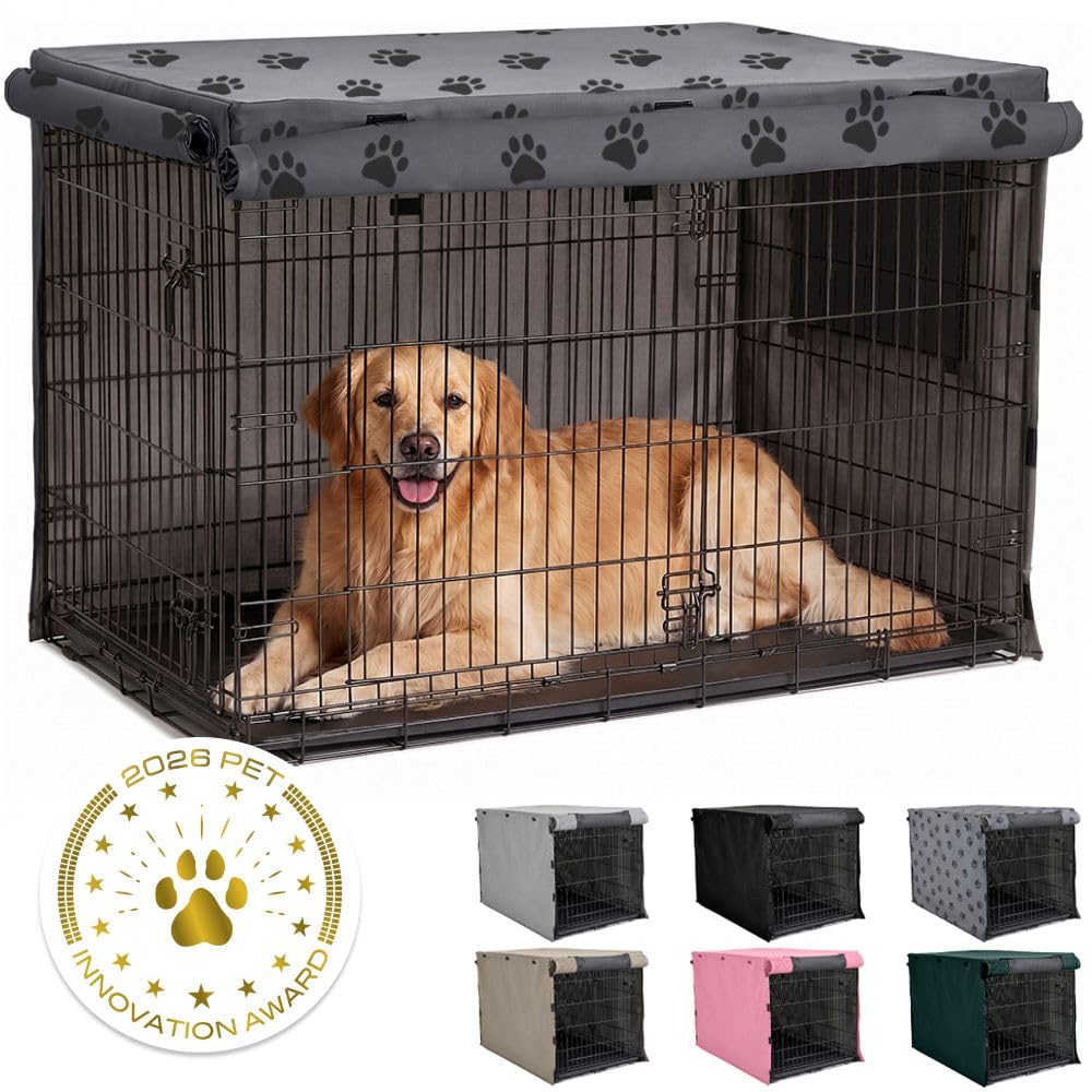 GORILLA GRIP Dog Enclosure Crate Cover Kennel Cage Topper 42in GrayBlackPaw | Li