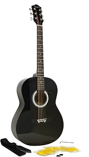 Martin Smith Acoustic Guitar Kit with Guitar Picks, Guitar Strap, Black