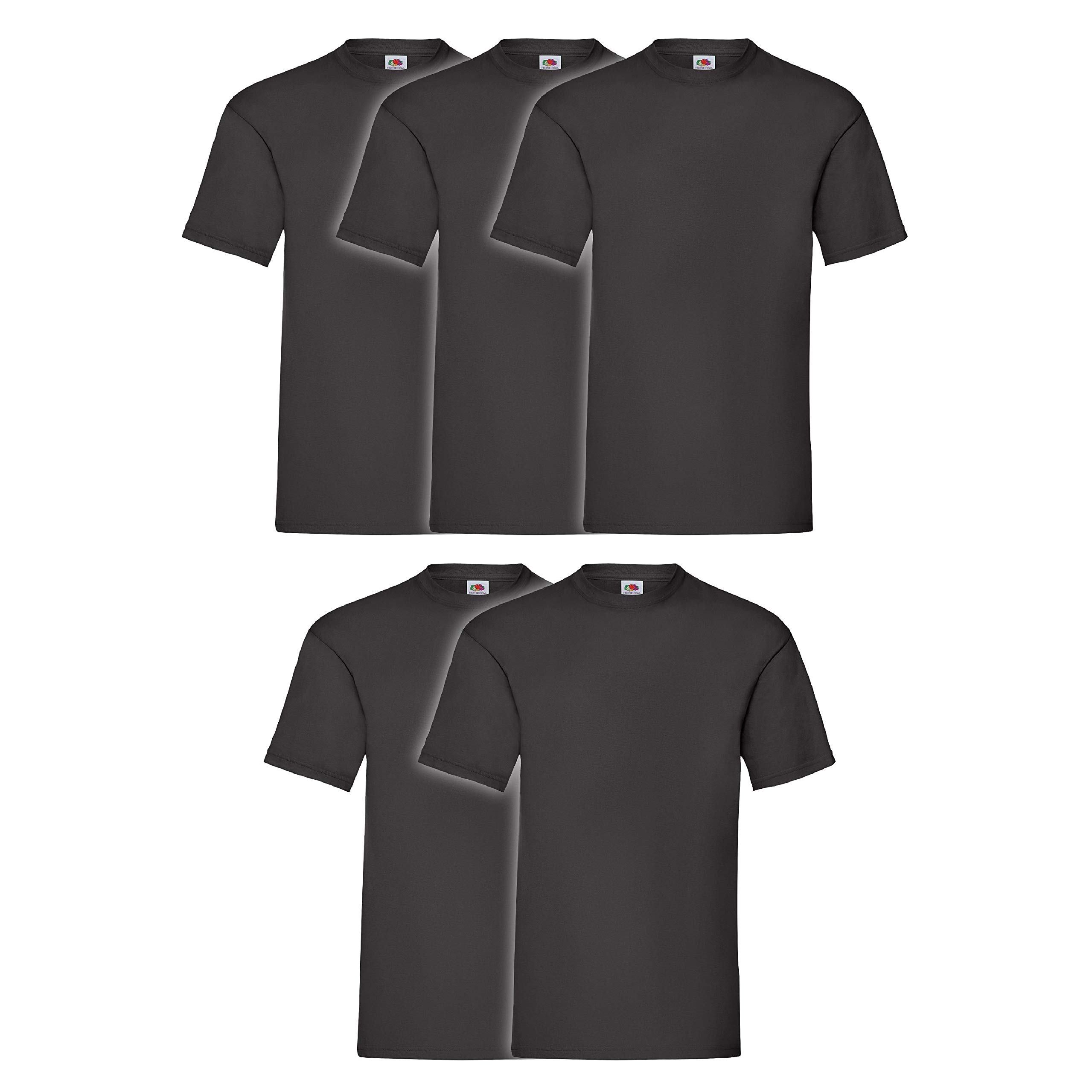 Fruit of The Loom Valueweight T Shirt 5 Pack – T-Shirt – Plain – Crew Neck – Sho