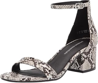 Amazon Essentials Women's Two Strap Heeled Sandals with Adjustable Ankle Strap, Padded Memory Foam Insole