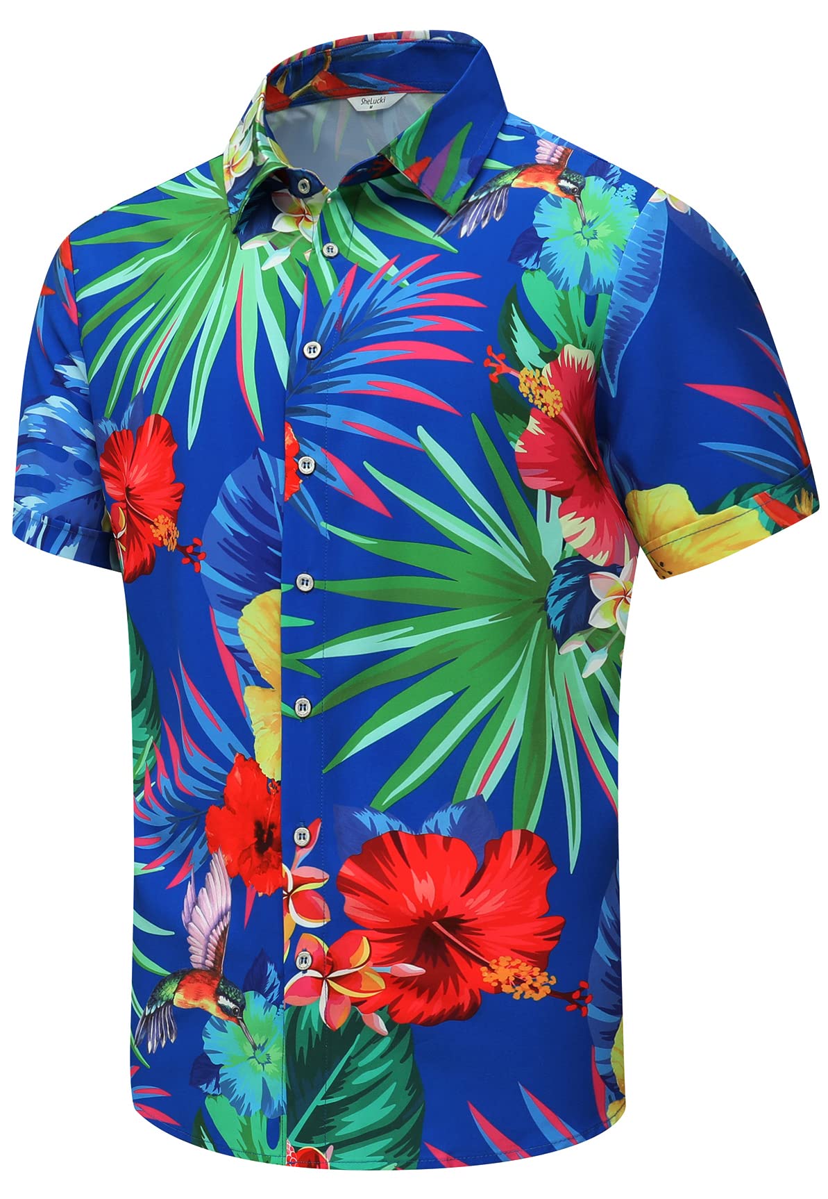 SheLucki Hawaiian Shirt Men Unisex Summer Beach Casual Short Sleeve Button Down 