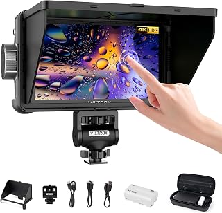 VILTROX DC-550 Touch Screen DSLR Camera Field Monitor 1200 Nits High-Bright 5.5 inch DSLR Camera Monitor with Sunshade Hood/Battery 3D LUT HDR 4K HDMI in and Out Exposure Focus Assist Waveform Monitor