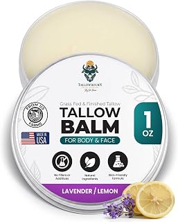 Grass-Fed Beef Tallow Balm for Face & Body - Lavender & Lemon - 1oz | Beef Tallow, Nourishing Moisturizer, Shea Butter Jojoba Oil Honey Beeswax, Hydration for Dry Skin, All Natural, No Fillers