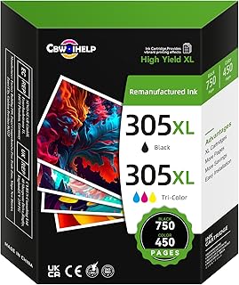 305XL Ink Cartridges Black and Colour Replacement for HP 305 Ink Cartridge, Printer Ink 305 Compatible with HP Envy 6000 6020e 6032e, DeskJet 2700 2700e 2710e 2722e 2800e 2810e 2820e (2 Pack)